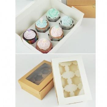  6pcs Cupcake Paper Box with Clear Window	