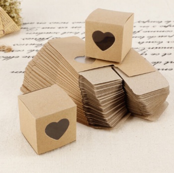 Kraft Paper Brown Chocolate Box with Hear Shape Window