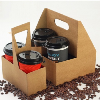  2 Cups Brown Coffee Cup Holder Carrier	