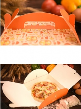  White Cardboard Pizza Box with Handle	