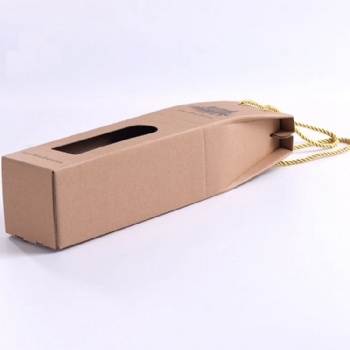  Corrugated Paper Single Bottle Wine Box With Rope	