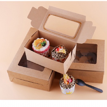  Kraft Paper Brown Cupcake Folding Packaging Box	